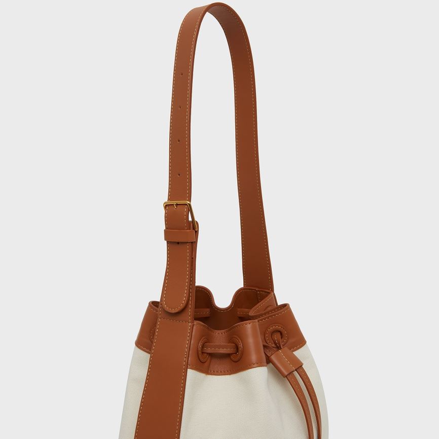 Women's Mansur Gavriel Block Bucket Bags White / Brown | AU 0218LA